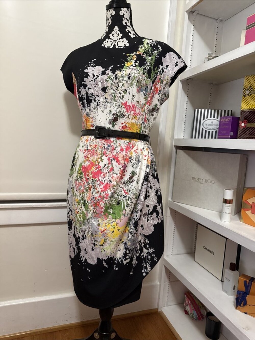 Rickie Freeman For Teri Jon Floral Fit & Flare Sheath Cocktail Dress With Belt 8